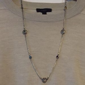Genuine Gemstone/SS Station Necklace